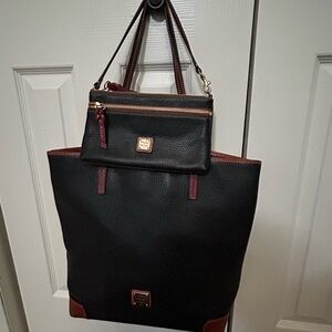 Dooney & Bourke Black and Brown tote bag with wristlet